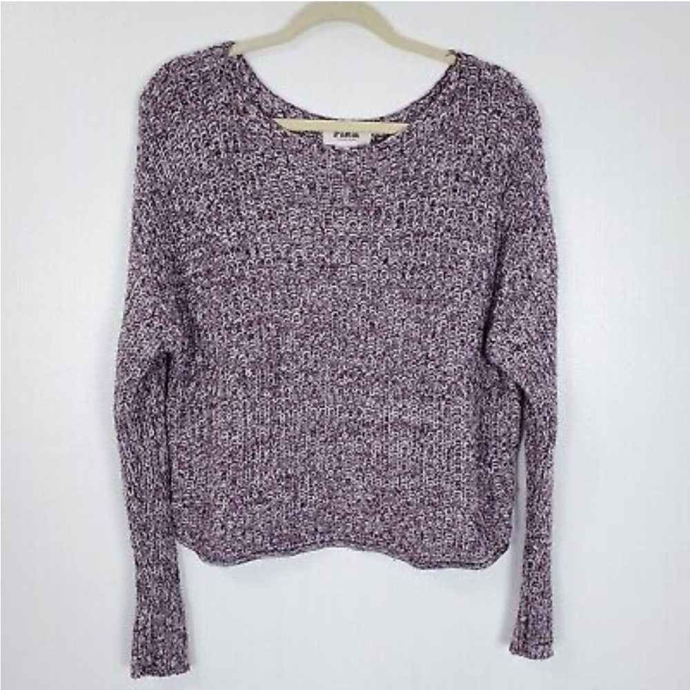 PINK Victorias Secret Sweater Knit Oversized Scoop Neck Purple & White XS